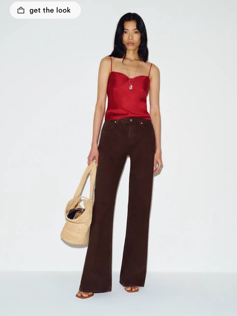 Reformation Wide-Leg High-Rise Jeans in Chocolate Brown